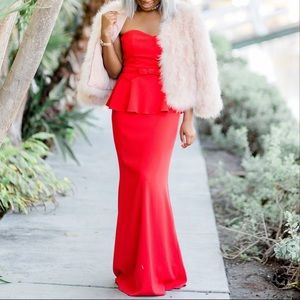 Badgley Mischka Red Peplum Dress